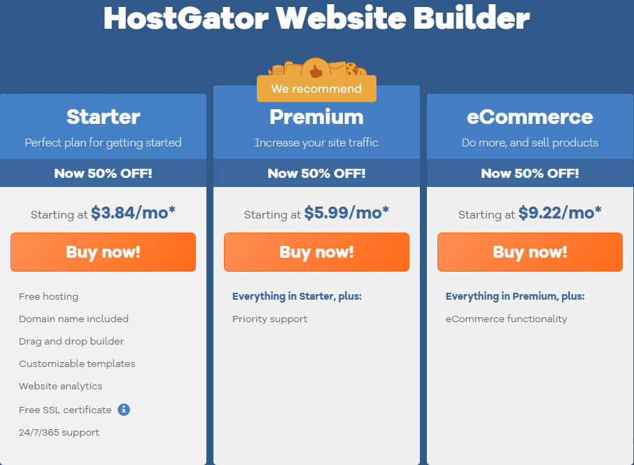 hostgator website builder